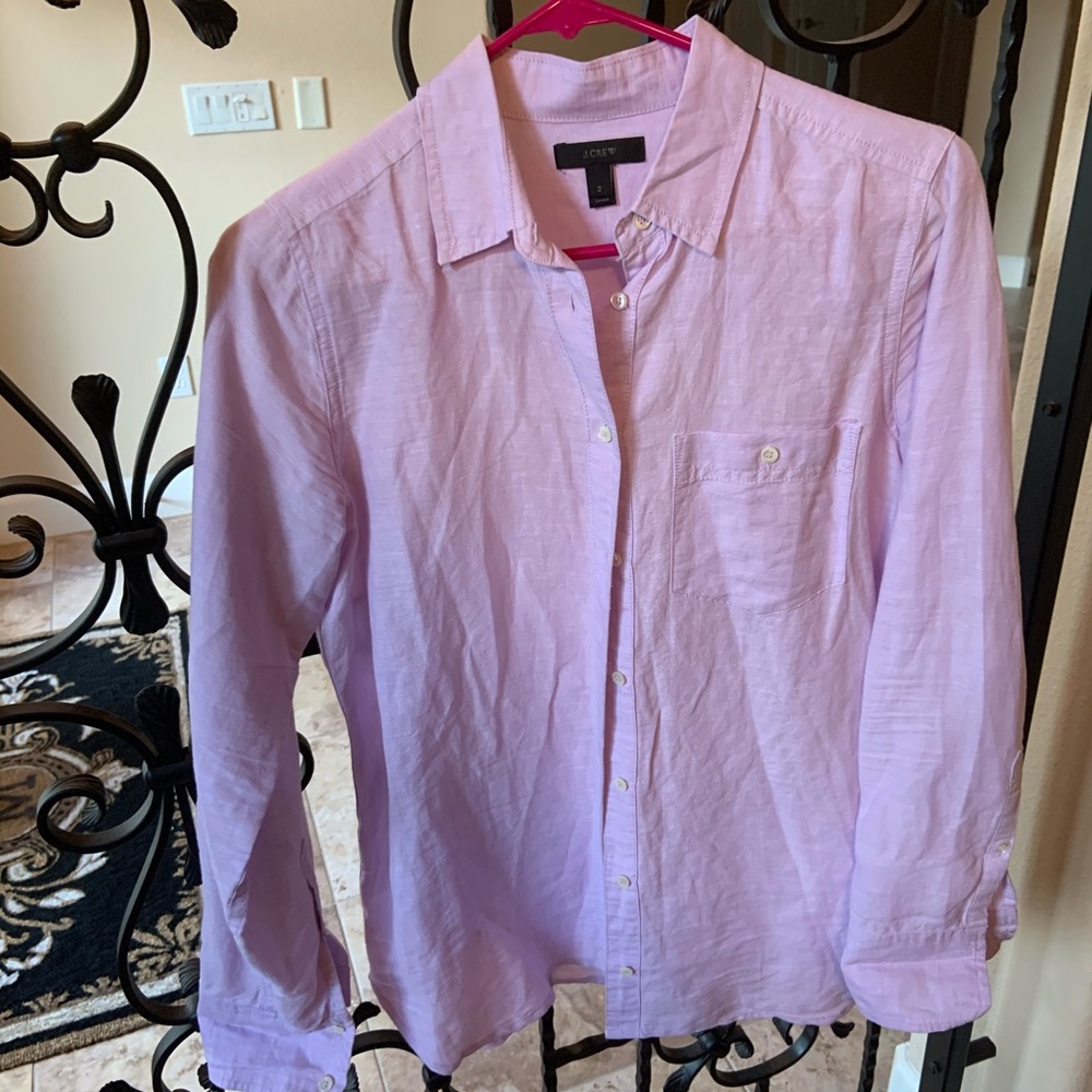 J Crew Lilac Linen Button Down